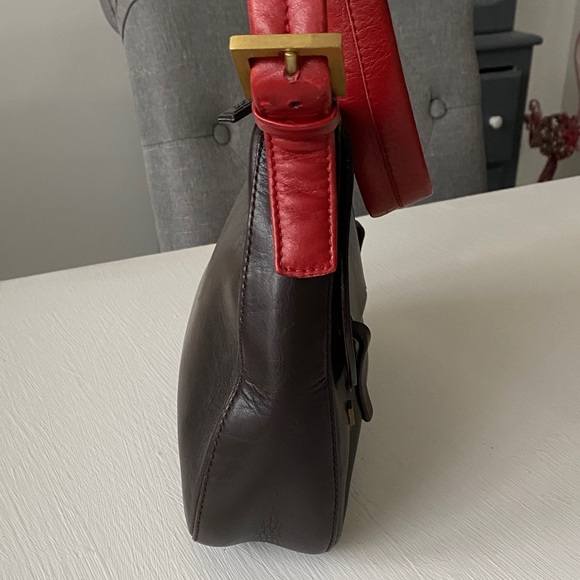 Bally Italian Brown Leather Shoulder Bag Red Strap Front Pockets w COA - Picture 6 of 17